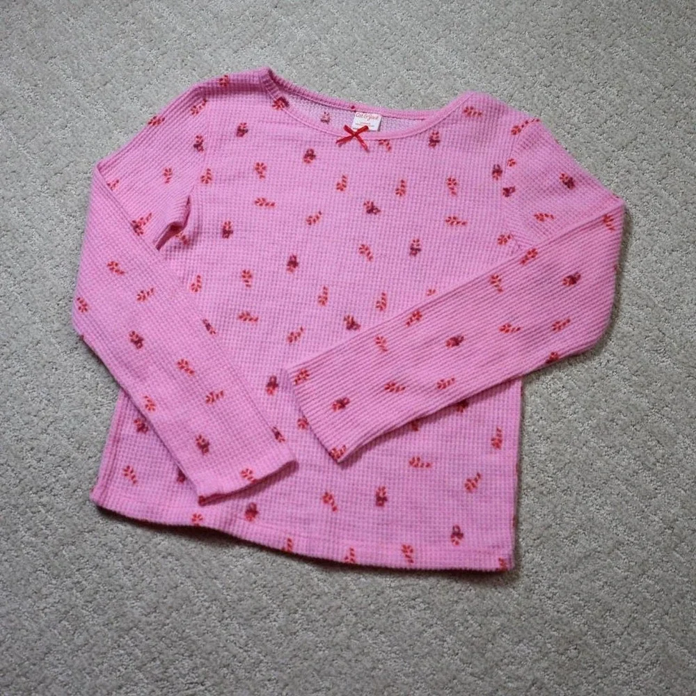 Cat & Jack Girls Pink waffle knit long sleeve top